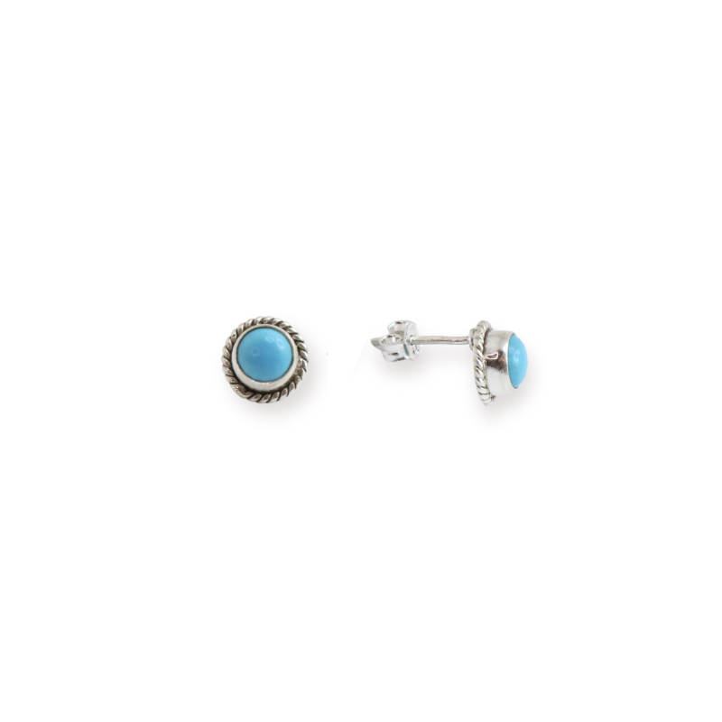 Puces ethnique turquoise - Argent