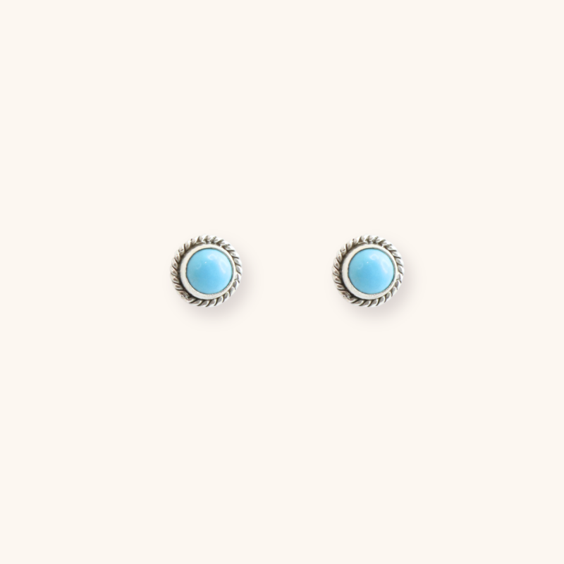 Puces ethnique turquoise - Argent