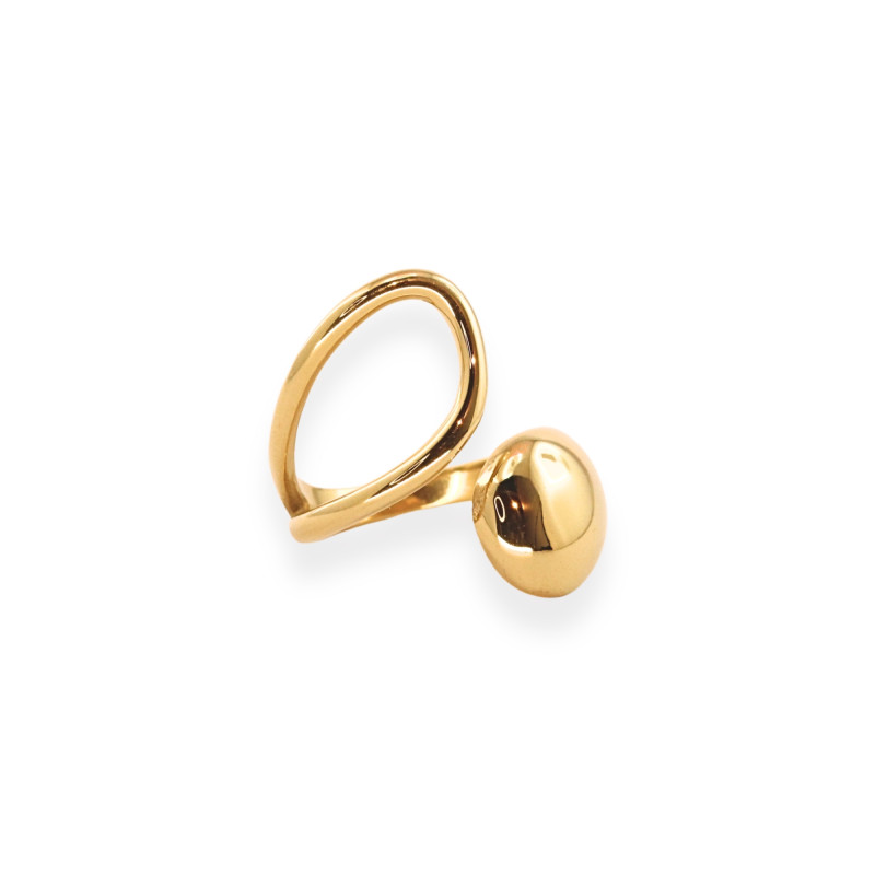 Bague croisée design acier doré