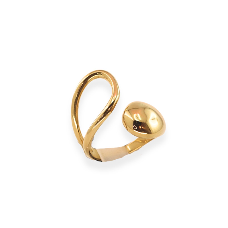 Bague croisée design acier doré