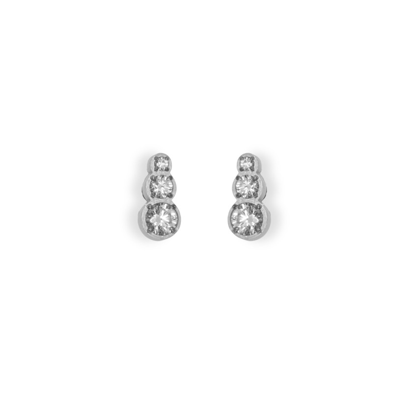 Puces trois zircons rond acier inox