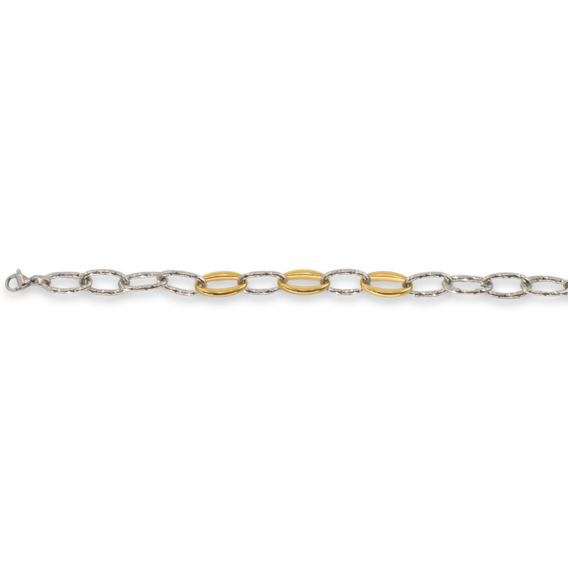 Bracelet ovales martelé bicolore - acier