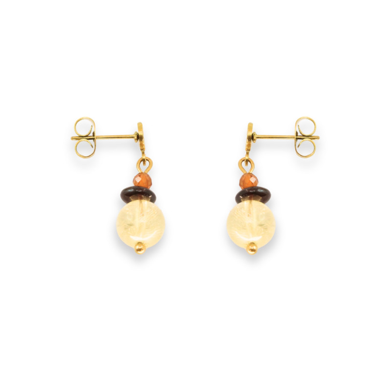 Boucles enfilades citrine et grenat