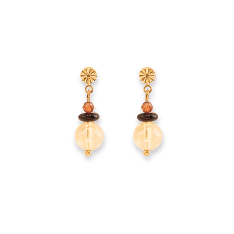 Boucles enfilades citrine et grenat