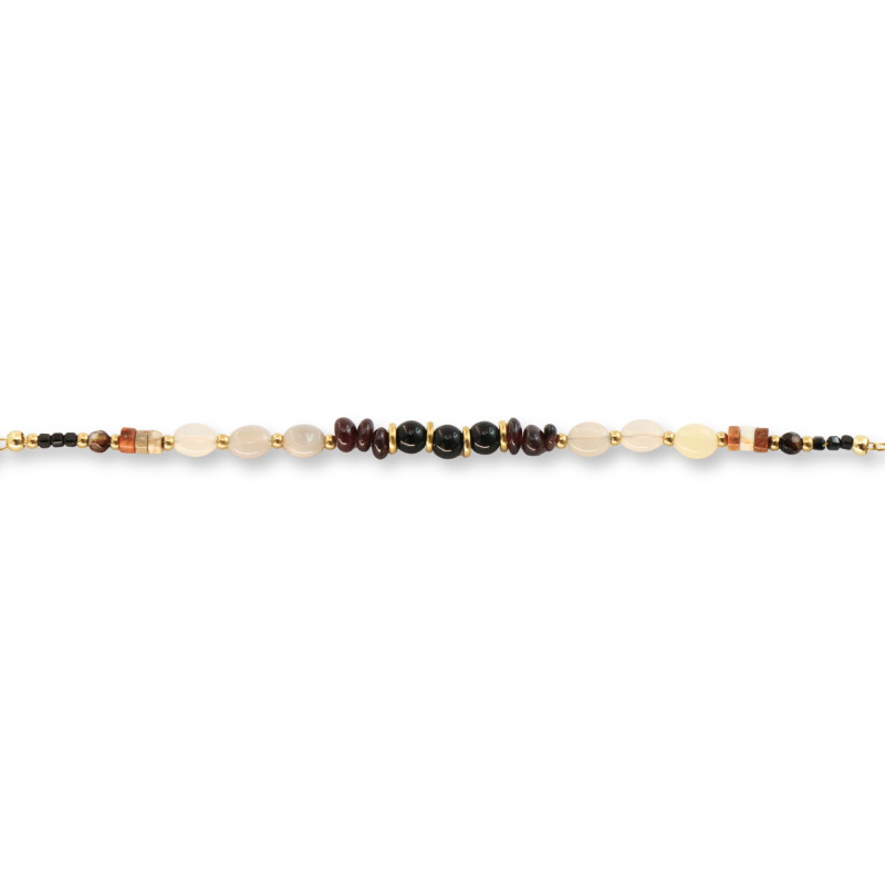 Bracelet onyx, grenat et pierre de lune