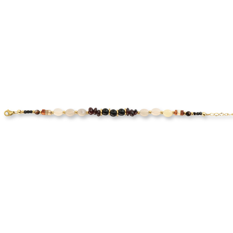 Bracelet onyx, grenat et pierre de lune