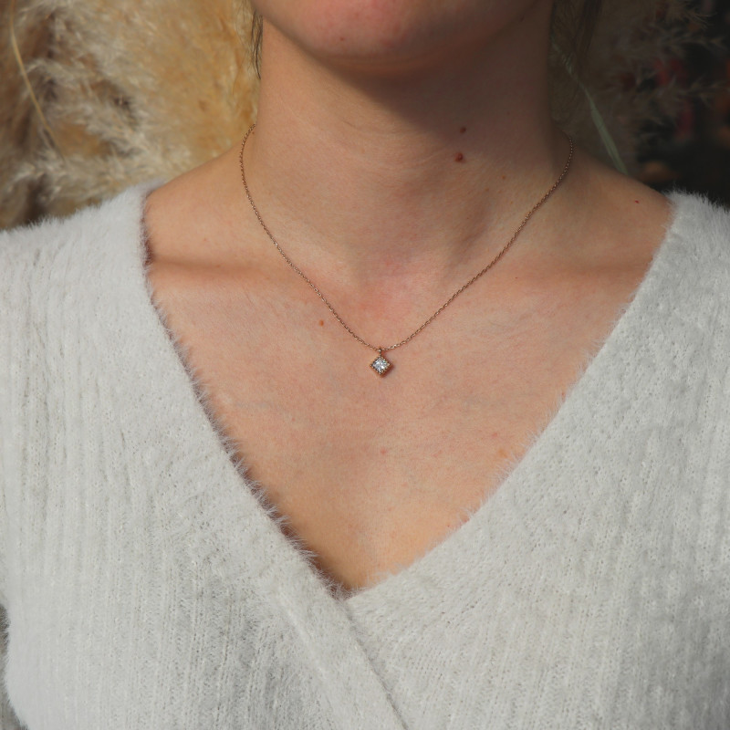 Collier pend losange Pl Or