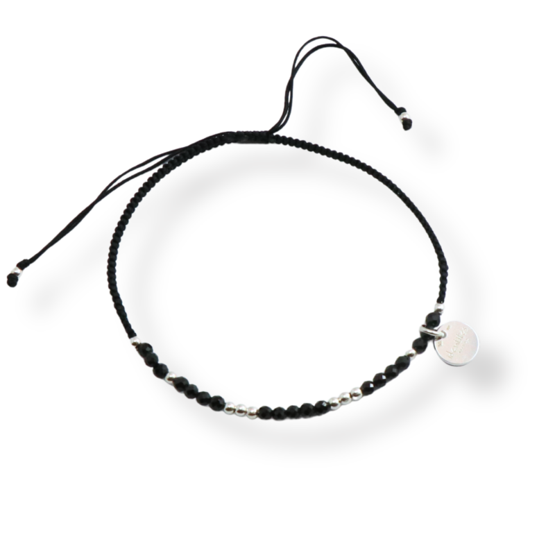 Bracelet coulissant argent et onyx