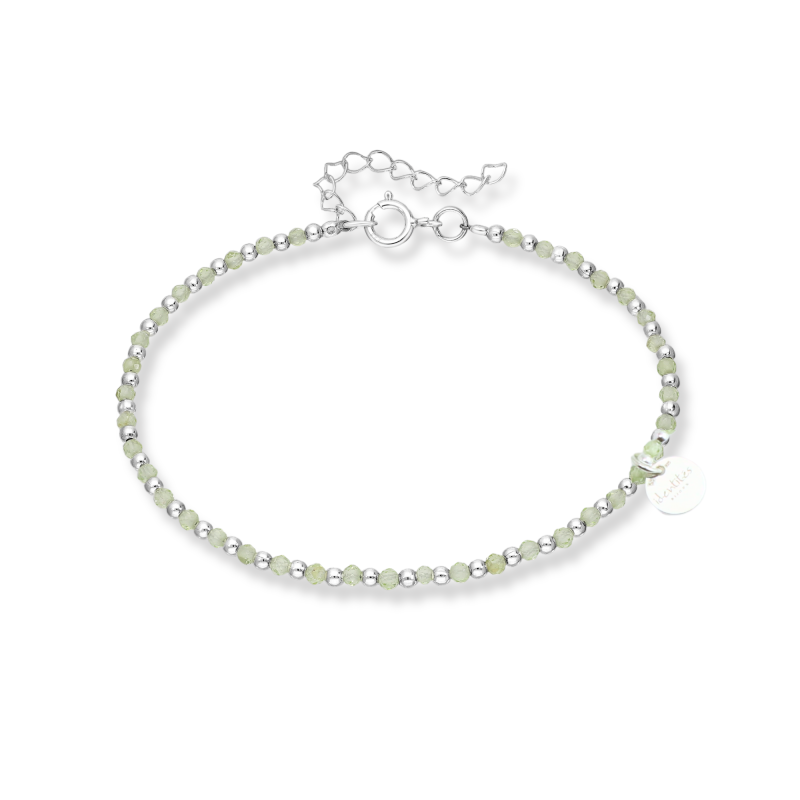 Bracelet perles péridot et argent