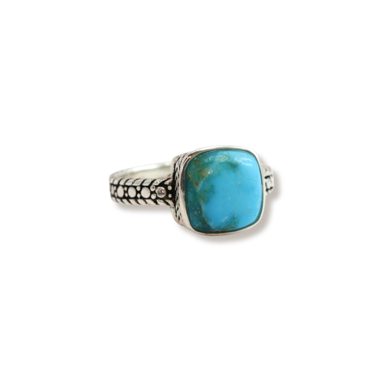 Bague amérindienne carrée turquoise