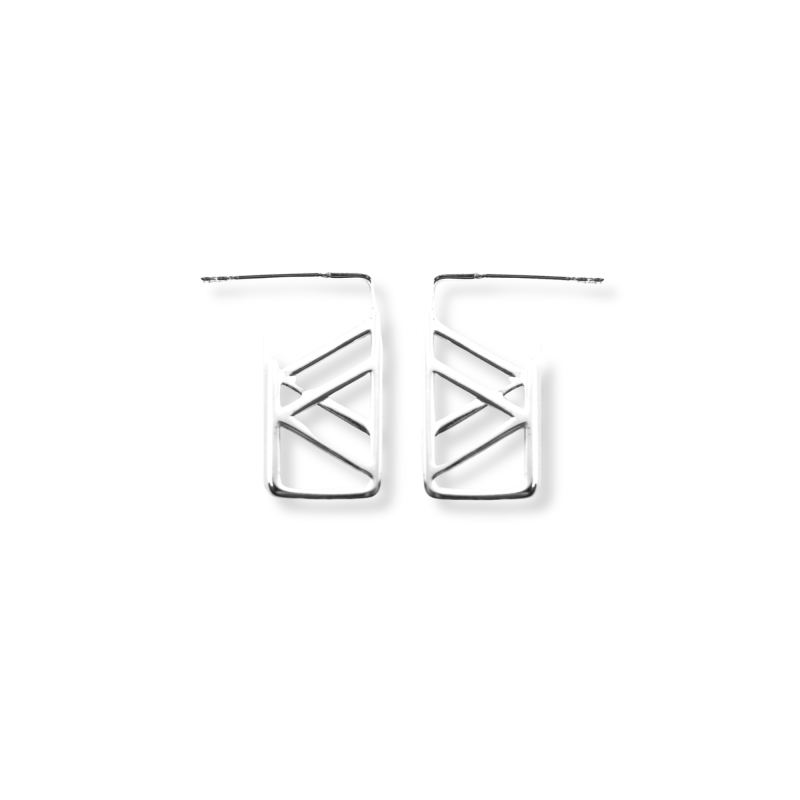 Créoles rectangle design - Argent 925
