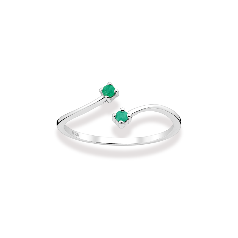 Bague ajustable duo émeraude - Argent 925