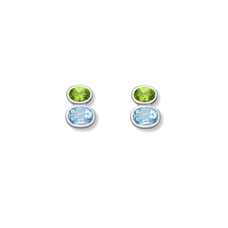 Puces duo topaze et peridot - Argent 925