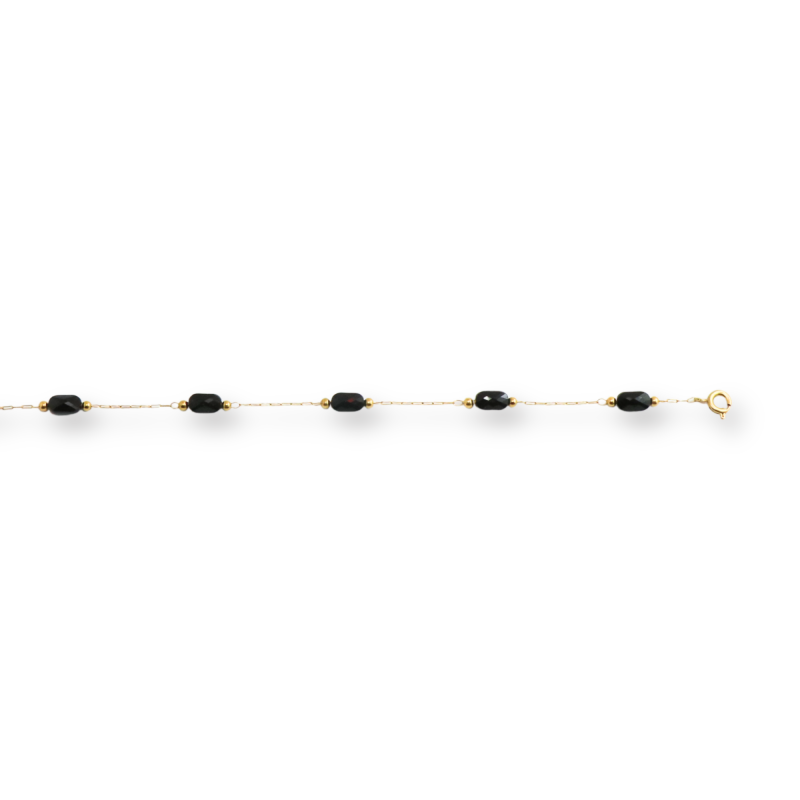 Bracelet chaîne perlée rectangle noire