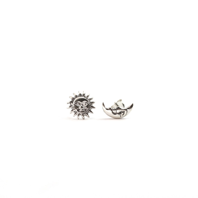 Puces soleil-lune - Argent 925
