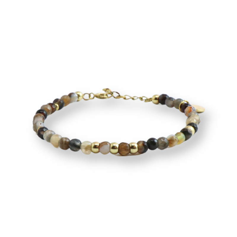 Bracelet perles agates marron