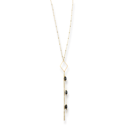 Collier long losange goutte onyx
