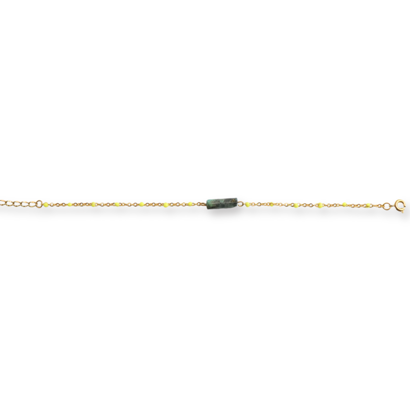 Bracelet chaîne émaillée jaune + turq afri
