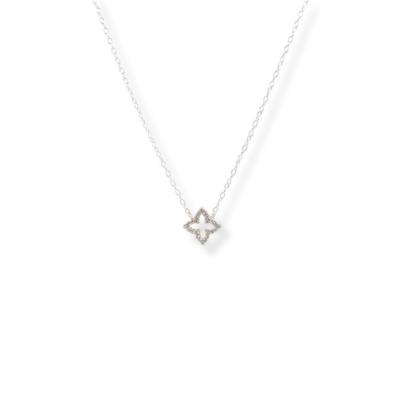 Collier trèfle oxydes - Argent 925