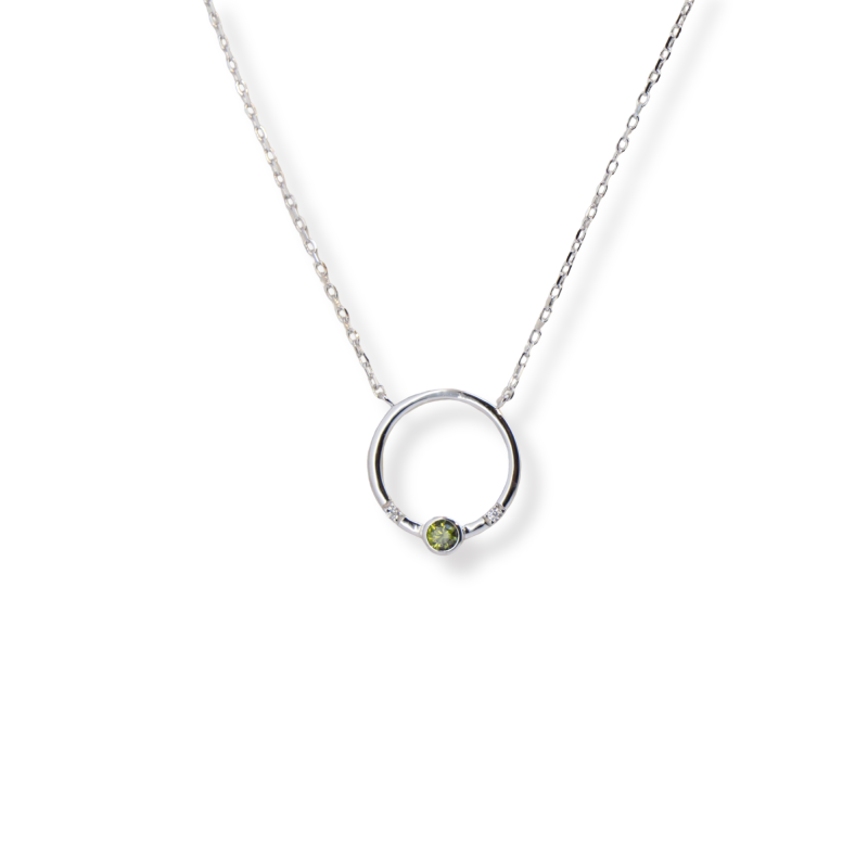 Collier rond ouvert oxydes vert - Argent