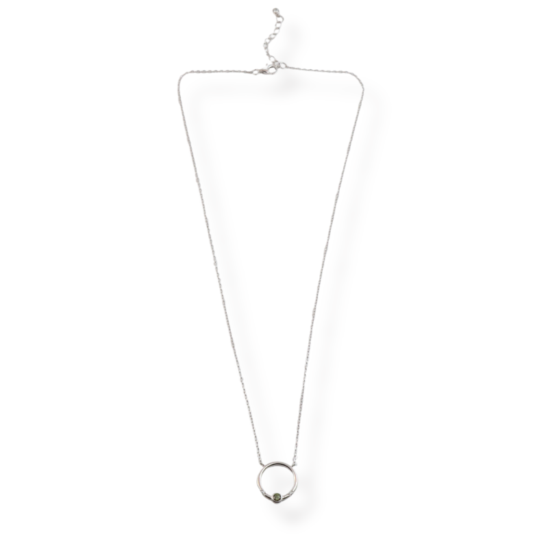 Collier rond ouvert oxydes vert - Argent