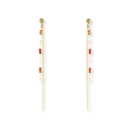 Clous double chaînes pendantes cornaline