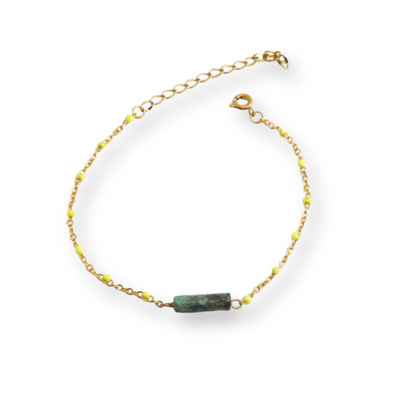 Bracelet chaîne émaillée jaune + turq afri