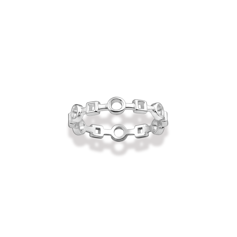 Bague argent 925 ronds carrés
