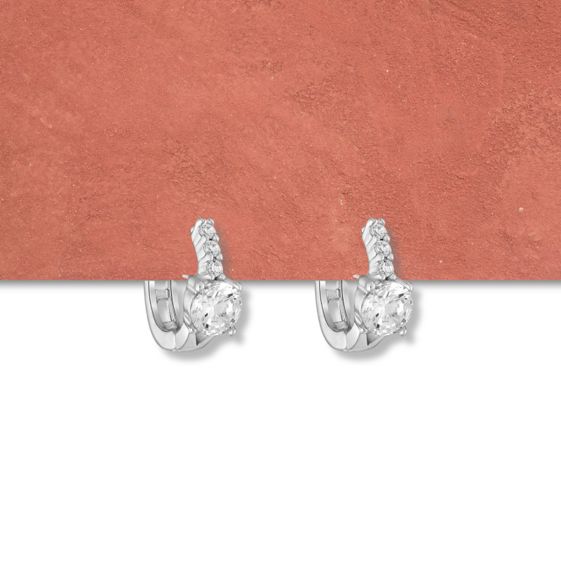 Mini-créoles zircon sur argent rhodié