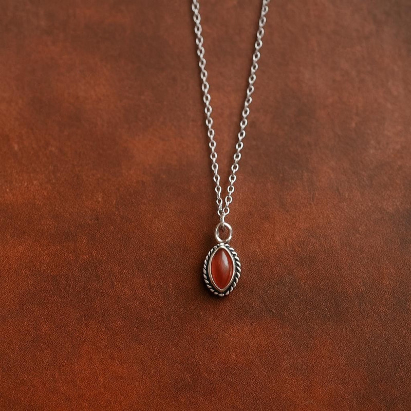 Pendentif cornaline ethnique - Argent