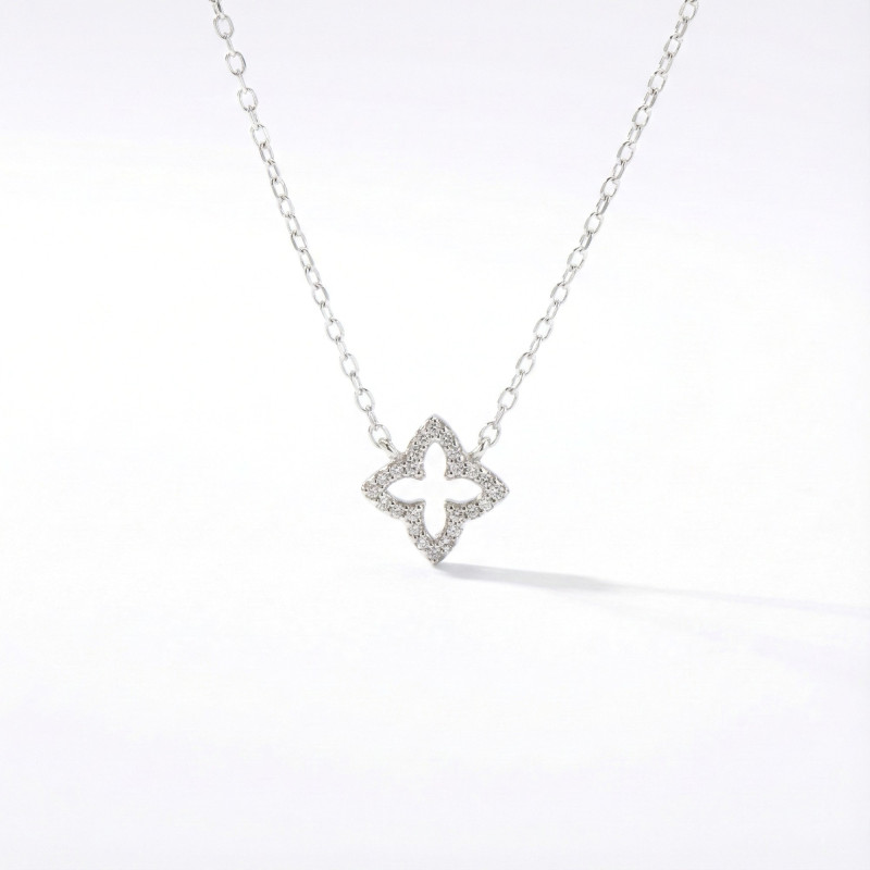 Collier trèfle oxydes - Argent 925