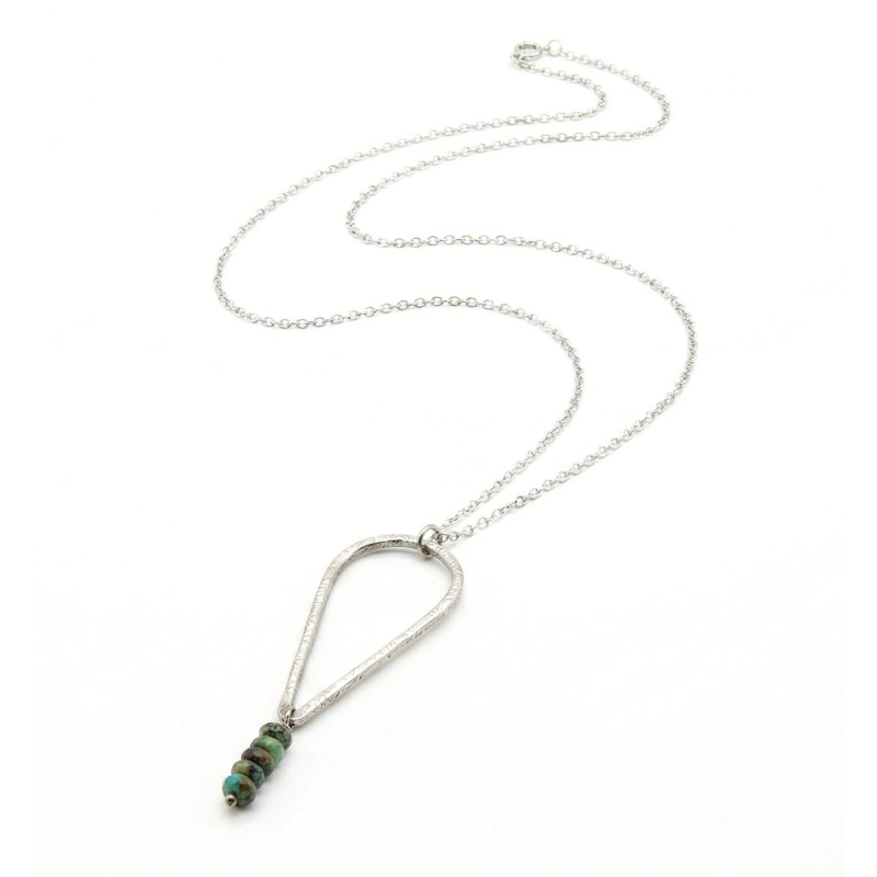 Pendentif long turquoise africaine