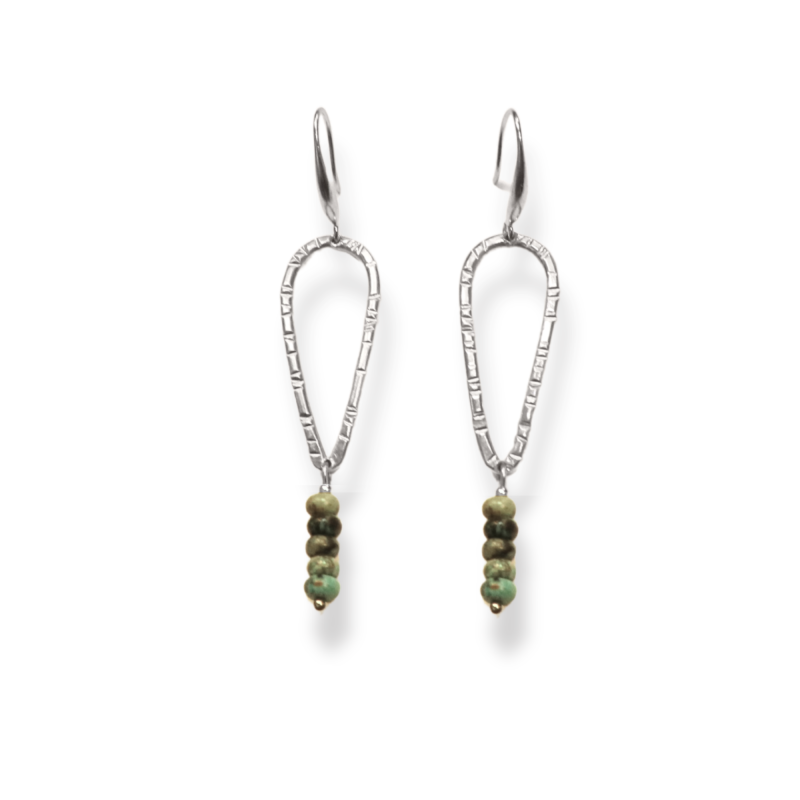 Boucles d'oreilles longues turquoise africaine