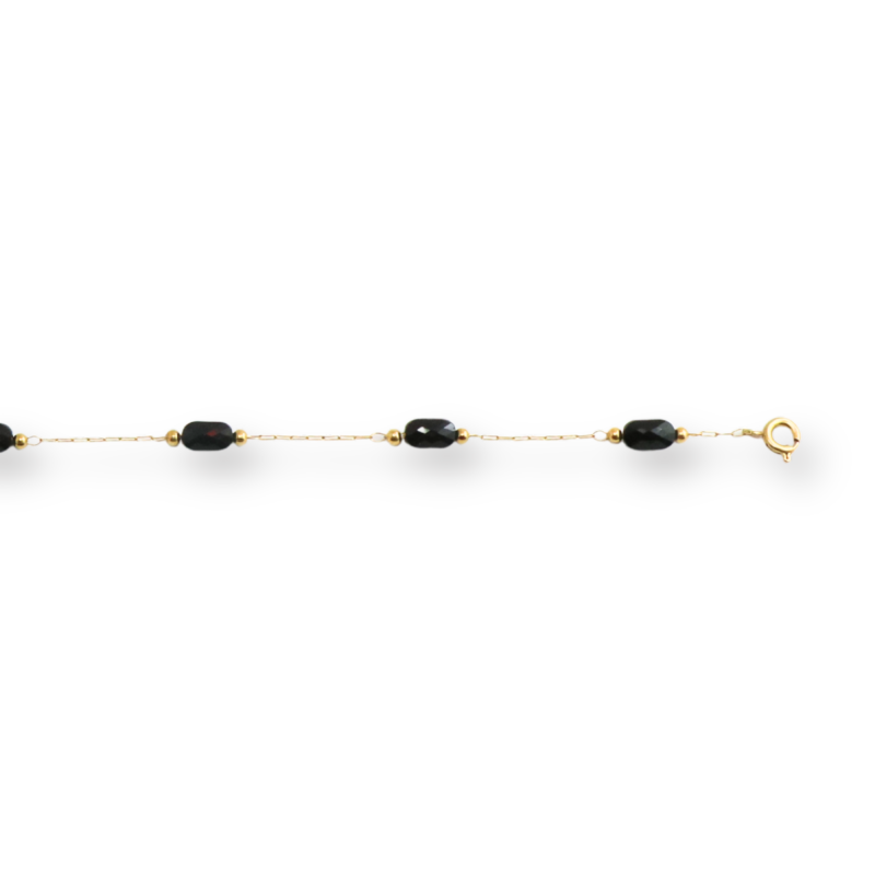 Bracelet chaîne perlée rectangle noire