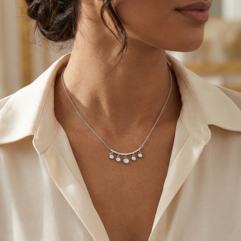 Collier pampilles oxydes argent 925