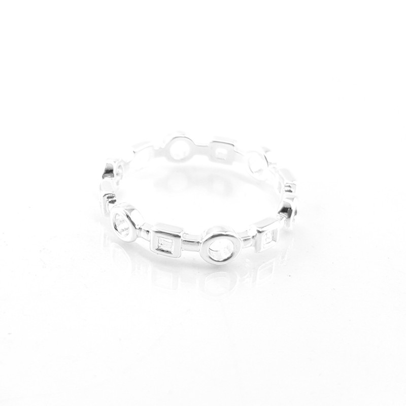 Bague argent 925 ronds carrés