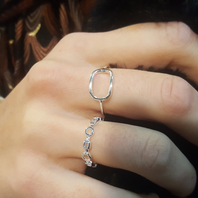 Bague argent 925 ronds carrés