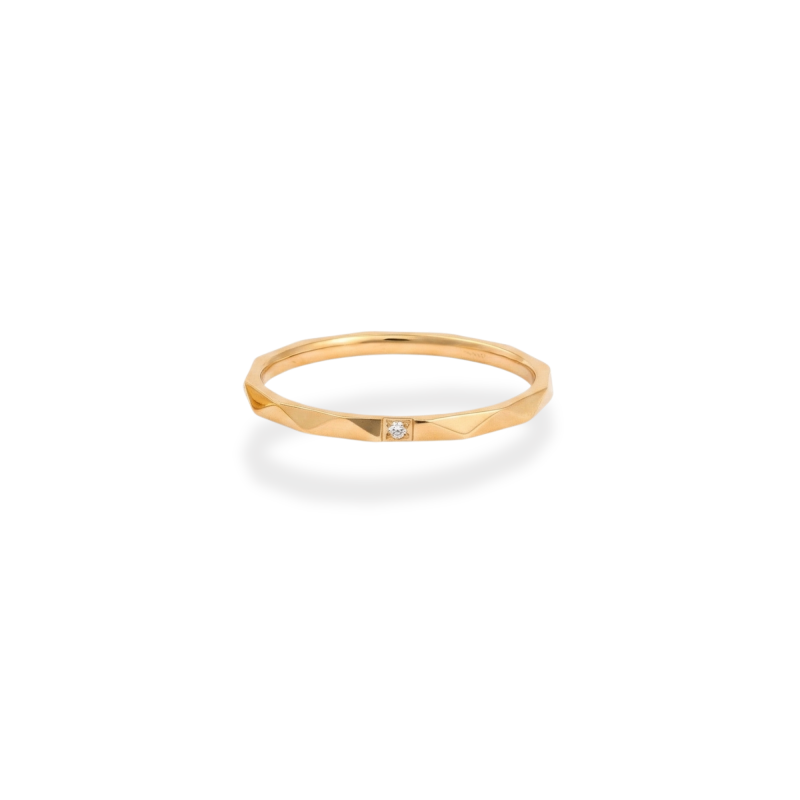 Bague fine 1 oxyde facetté acier doré