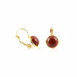 Boucles dormeuses jaspe rouge