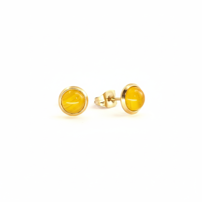 Puces agate jaune acier doré