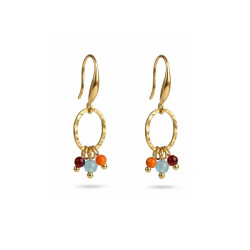 copy of Boucles ovales martelé citrine, grenat - acier doré