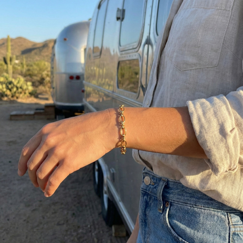 Bracelet acier doré maille ovale