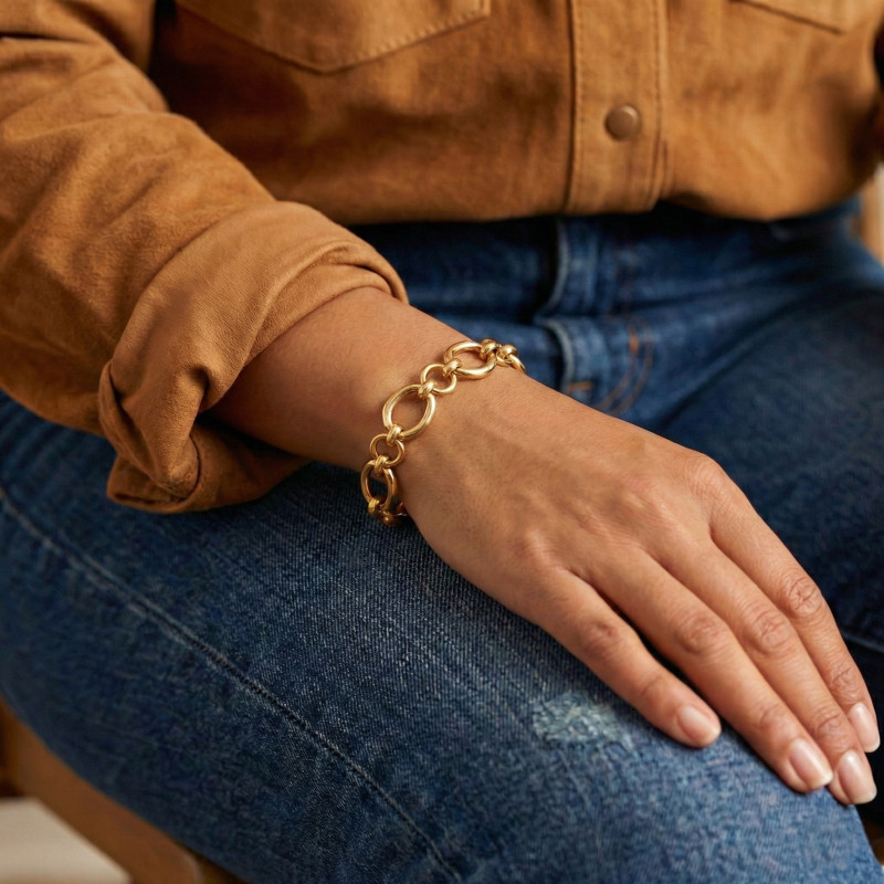 Bracelet maille géométrique acier doré