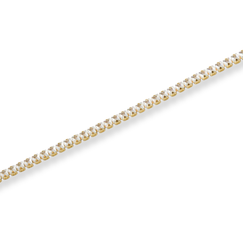 Bracelet zircon carré acier doré