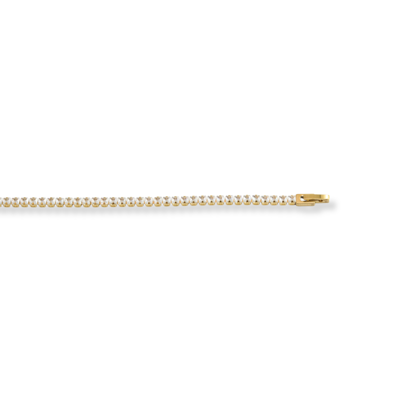 Bracelet zircon carré acier doré