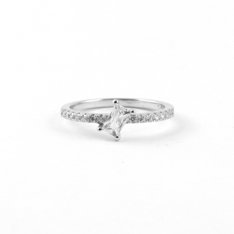 Bague Arg 925 Rh et Oz rectangle biais