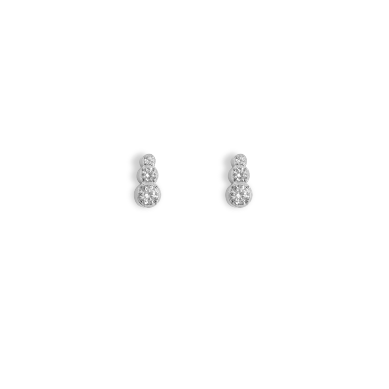 Puces trois zircons rond acier inox