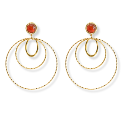Boucles grand cercles cornaline - acier doré