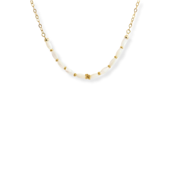 Collier nacre allongée - acier doré