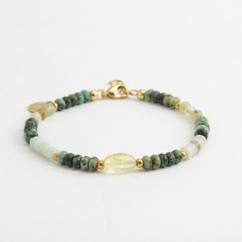 Bracelet citrine et turquoises